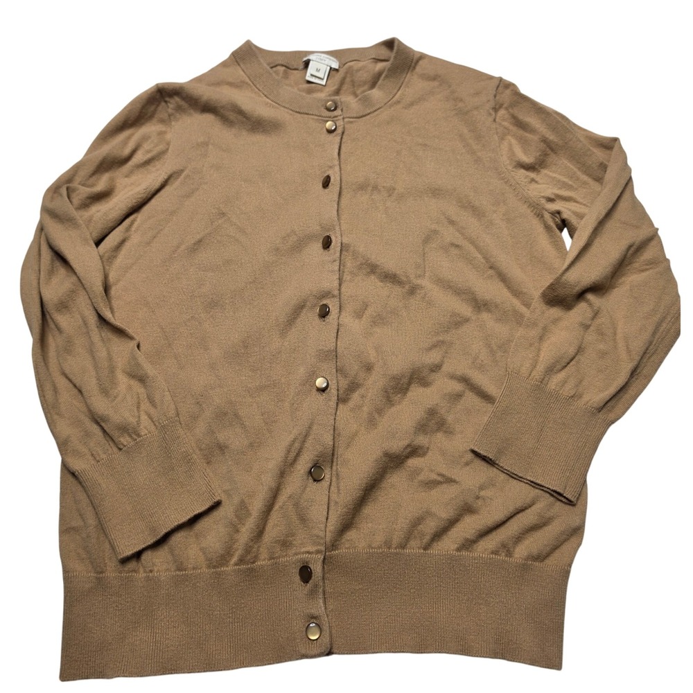 J.Crew The Clare Cardigan Brown Cotton Button Front Sweater 14041 Womens Medium